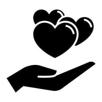 Hand and heart icon. Simple illustration of hand and heart icon for web vector