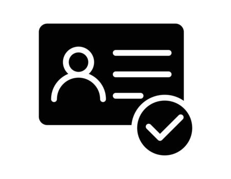 Simple and Modern User Profile Icon with Checkmark in Black and White Design vector