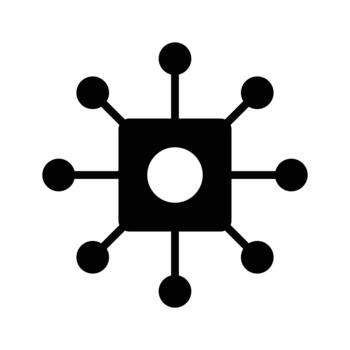 Black abstract icon representing connection and network with symmetrical design vector