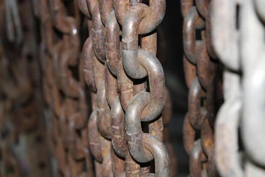 Close Up Of Metal Chains With Hole Pattern And Texture Background photo