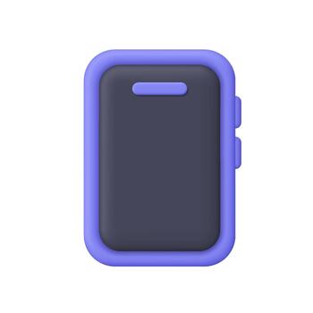 Purple smartphone with black screen. Technology, communication, mobile app and digital device concept. 3d icon. Cartoon minimal style. vector