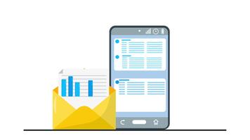 4k animering av smartphone som visar data diagram i ett kuvert. bra för finansiell analys och data visualisering projekt. video