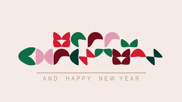 alegre Navidad y contento nuevo año texto en un vistoso modelo vector