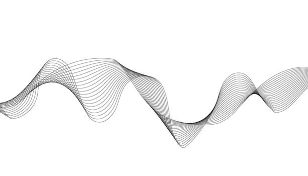 Minimal Black Wave Line Flow Abstract Background vector