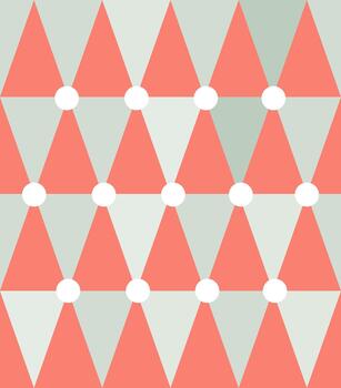 A repeating geometric pattern of alternating coral and pale green triangles with white dots at the vertices vector