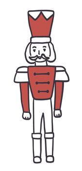 Christmas hand drawn nutcracker character on transparent backgroubd vector