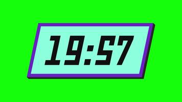 digital nedräkning timer från 20 minut till 19 minut på en lutande rektangulär visa med en grön bakgrund video