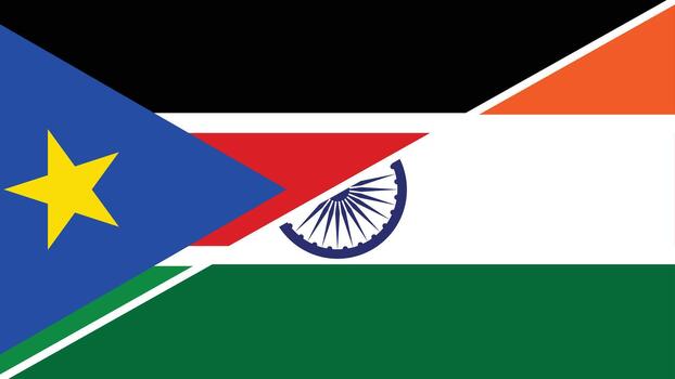 división bandera diseño combinatorio el nacional banderas de sur Sudán y India vector