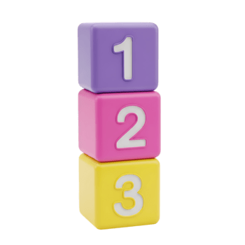 Stapel von bunt Spielzeug Blöcke mit Zahlen 1 2 3 isoliert auf transparent Hintergrund png