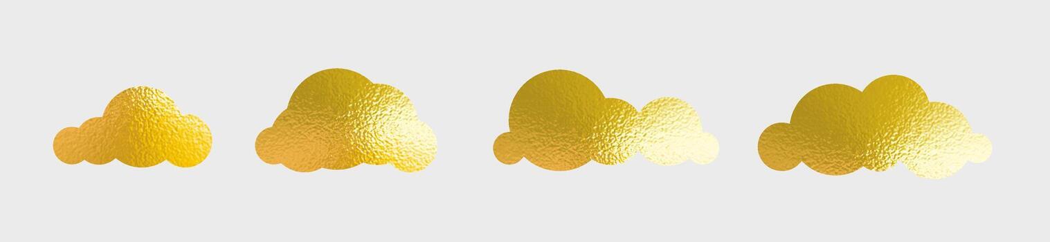 Set gold foil clouds element design. Abstract gold clouds texture luxury style element. Isolated foil texture graphic design. vector