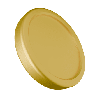 un dorado moneda, angular levemente, flotadores en contra un transparente fondo, bañado en suave, difundido luz, creando un simple, elegante, y aislado ambiente png