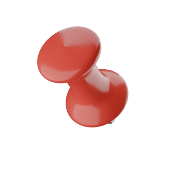 ein glänzend, rot Stecknadel schwimmt schräg, Gießen Sanft Schatten auf ein transparent Hintergrund, Erstellen ein sauber, minimalistisch, und leicht erhöht Perspektive. png