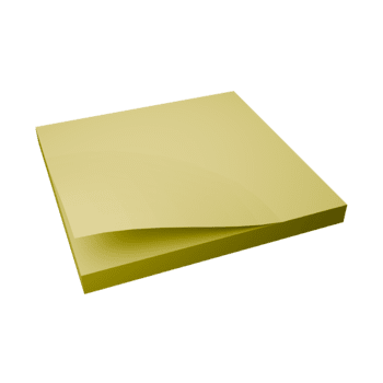 un apilar de amarillo pegajoso notas, ligeramente angular, con el parte superior sábana peladura atrás, fundición suave oscuridad en un transparente antecedentes. png