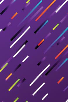 resumen obra de arte presentando angular rayado líneas en un profundo púrpura fondo, con blanco, naranja, verde, y azul acentos Perfecto para carteles, antecedentes, moderno diseño proyectos, presentaciones, vector