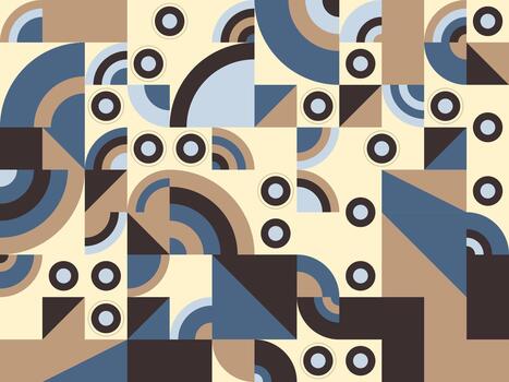 moderno geométrico resumen modelo presentando un dinámica arreglo de círculos y cuadrícula en un de inspiración retro color paleta, creando un versátil y visualmente atractivo antecedentes vector