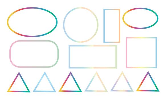 Colorful Gradient Outline Geometric Shapes Set with Circles, Ovals, Triangles and More vector