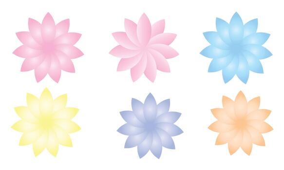 Soft Gradient Flower Petal Rosette Shapes Set for Decoration, Patterns, Logos and Design vector