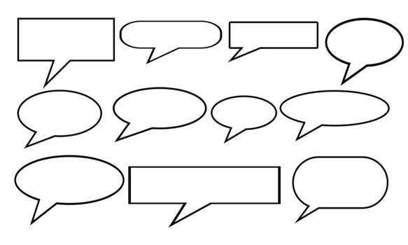 Various Outline Speech Bubble Shapes Set for Chat, Message, Dialogue and Comic Design vector
