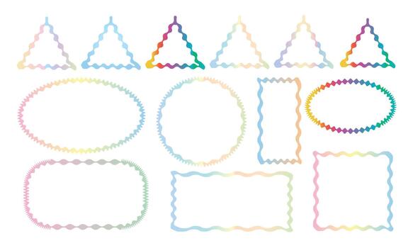 Colorful Wavy and Zigzag Border Frame Shapes Set for Labels, Decoration and Design Use vector