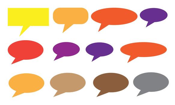 Colorful Solid Speech Bubble Shapes for Chat, Message, Dialogue, Comics and Design Use vector