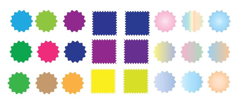 vistoso Starburst insignias y cuadrado etiqueta formas conjunto para pegatinas y diseño utilizar vector