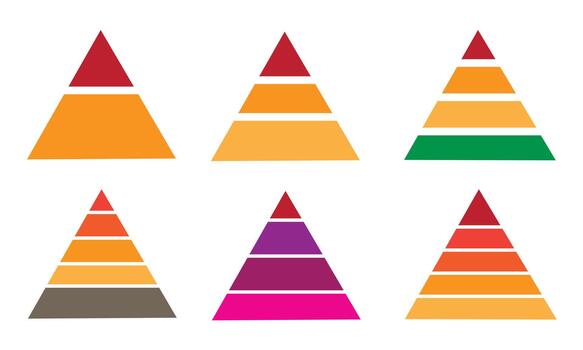Colorful Layered Pyramid Shapes Set for Infographics, Charts, Levels and Design Use vector