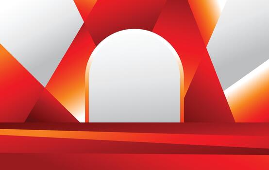 wave flow gradient red podium modern abstract background design vector