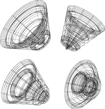 3d megaphone or mike announcement speaker wire frame illustration. Loudspeaker microphone and wireframe graphic design element wireframe vector