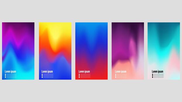 Abstract colorful gradient backgrounds set, isolated on white background vector