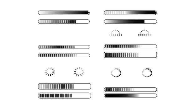 Loading bars and circular loaders vector