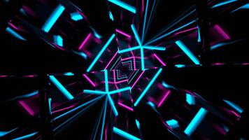 ciano e rosa geometrico lampeggiante neon infinito tunnel sfondo vj ciclo continuo nel 4k video