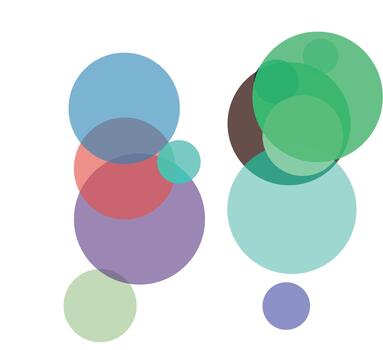 Two columns of colorful overlapping spheres, modern abstract geometric design vector