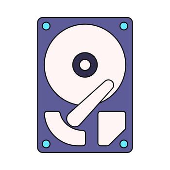 difícil conducir plano diseño estilo, interno almacenamiento disco con plato detalle, genial para datos respaldo, reparar guías, y hardware efectos visuales vector