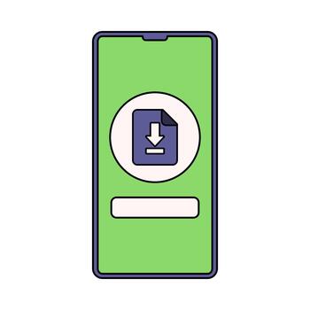 teléfono inteligente descargar plano diseño estilo, teléfono con descargar icono, ideal para móvil aplicación, archivo transferir, y digital flujo de trabajo gráficos. vector