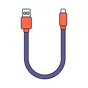 USB cable plano diseño estilo, doble conector cable, útil para tecnología accesorio efectos visuales, conexión diagramas, y digital transferir diseños vector