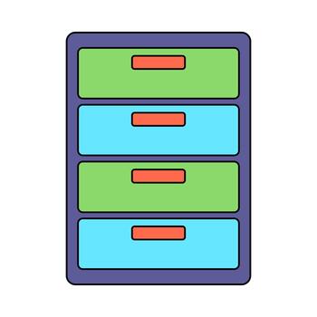 almacenamiento estante plano diseño estilo, multi cajón datos gabinete, adecuado para archivo, almacenamiento sistema, y organización temática efectos visuales vector
