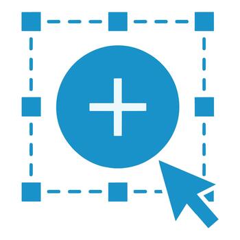 Blue Add Icon Illustration with Selection Outline and Cursor vector