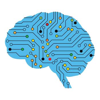 artificial inteligencia cerebro digital circuito junta, neural red máquina aprendizaje tecnología vector