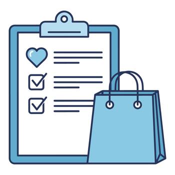 compras lista icono crear listas de control, listas de deseos orden administración vector