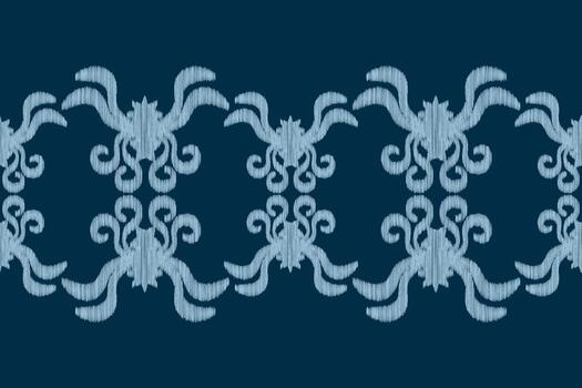 Design of cloth motifs ikat pattern design ethnic with blue background color. vector
