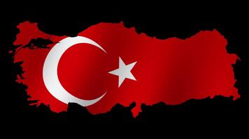 Looping animation of the Turkish flag as a map with a transparent background video