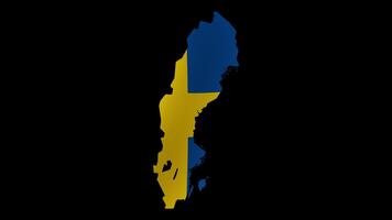 Looping animation of the Swedish flag as a map with a transparent background video