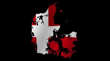 looping animering av de dansk flagga som en Karta med en transparent bakgrund video