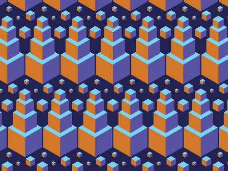Abstract geometric hexagon tower isometric background pattern vector