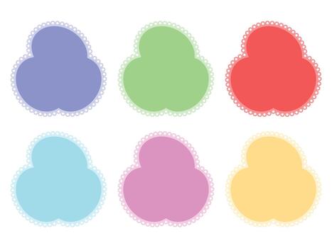 set of colorful three-overlapping circle lace-edge photo frame boarder vector