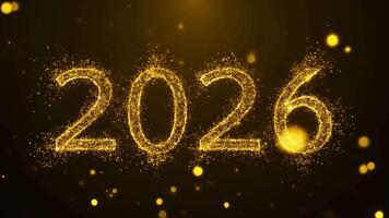 2026 Floating Golden Particles Forming the Year in a Stunning Celebration Effect with Elegant Golden Dust Drifting on a Clean Green Screen Background for Festive Motion Graphics and Event Visuals video