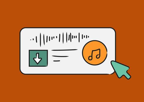 audio grabación con ratón puntero - bosquejo vector