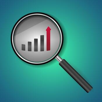 Magnifying Glass with Analytics Graph vector
