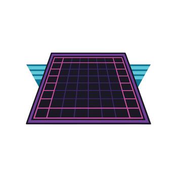 Retro 80s Grid Background with Neon Colors Synthwave Futuristic Digital Gaming Pattern vector