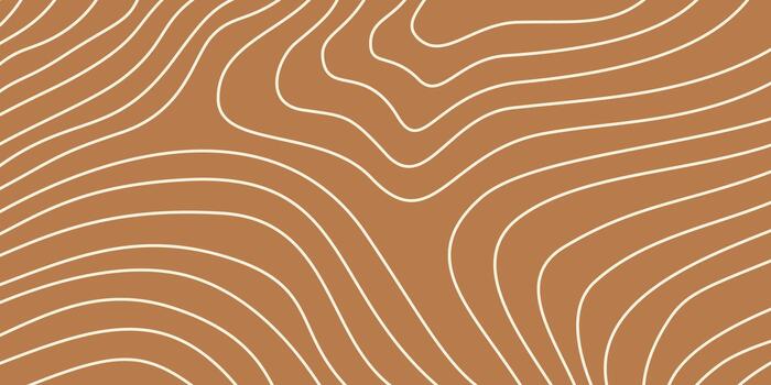 Brown background with elegant white wavy lines representing topographic map contours or abstract flowing patterns vector